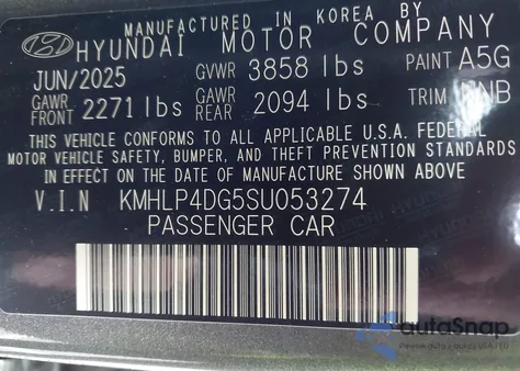 2025 Hyundai Elantra Limited z USA, uszkodzony, nr VIN KMHLP4DG5SU053274